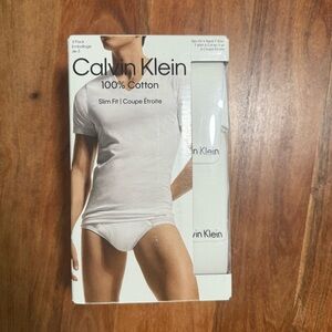 Calvin Klein Men's 3 Pack Cotton Slim Fit V-Neck T-Shirts Sz XL White